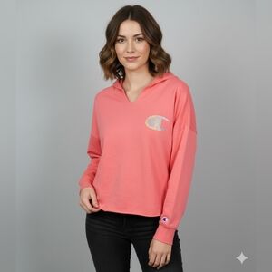 Champion Women's NWOT Oversized Hot Pink Semi-Crop Hoodie Top Size Medium